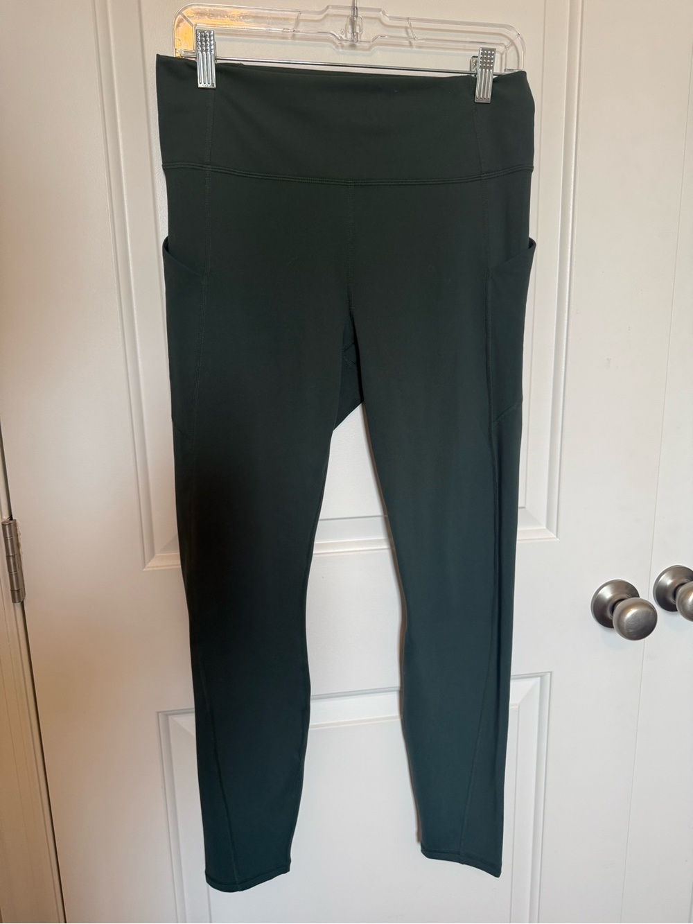 Fabletics Dark Green High-Waist Leggings with Side Pockets